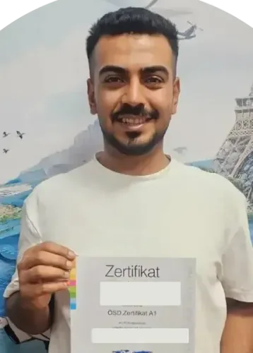 GaziDil’de ÖSD A1 sertifikasını gösteren öğrenci